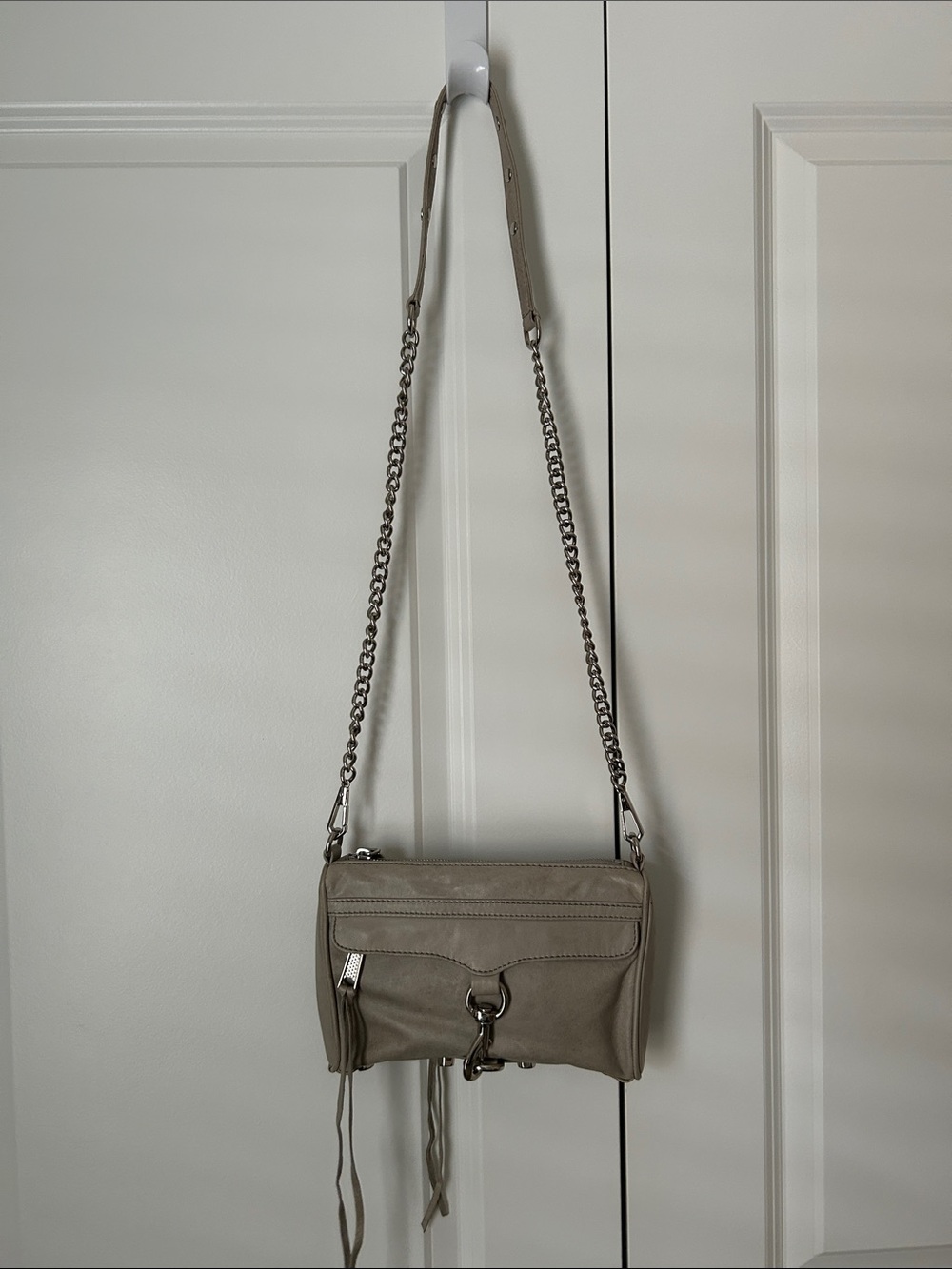 Rebecca Minkoff Taupe/Grayish Crossbody Bag with Chain Strap
